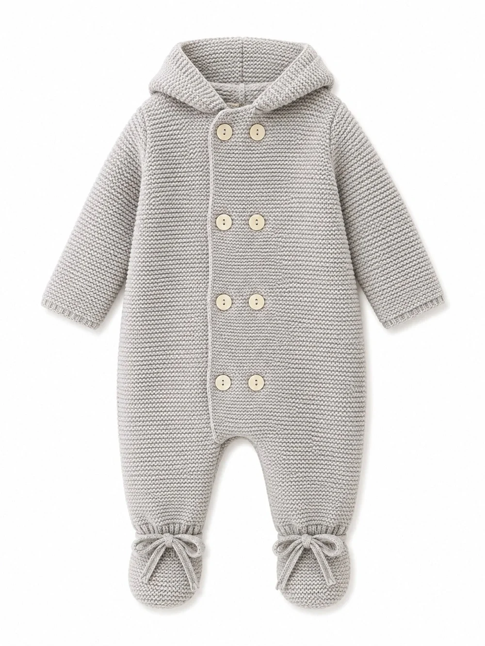 Baby Boys Girls Knit Hooded Bunting Snowsuit Gray 9 Months Footed One Piece Warm